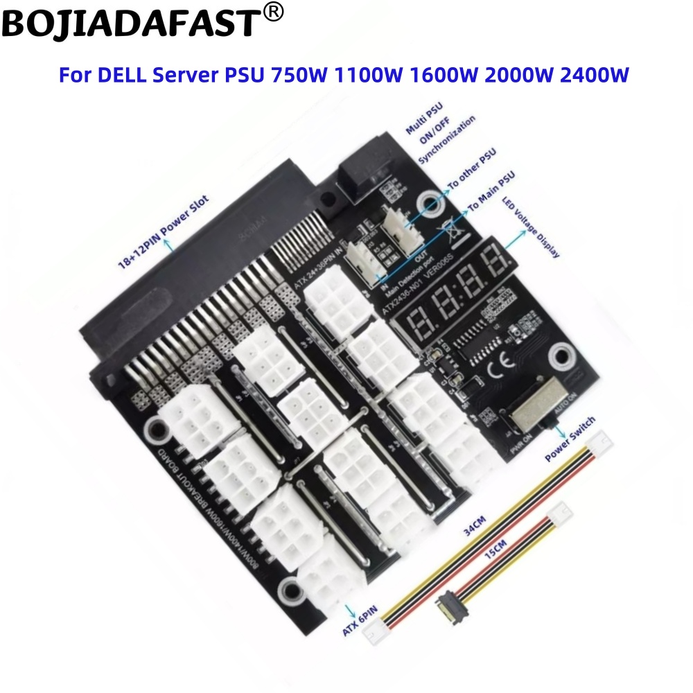 12-Port-PCIE-6-Pin-Stecker-Ser – 2400W Server Psu Breakout Board Bewertung und Preis